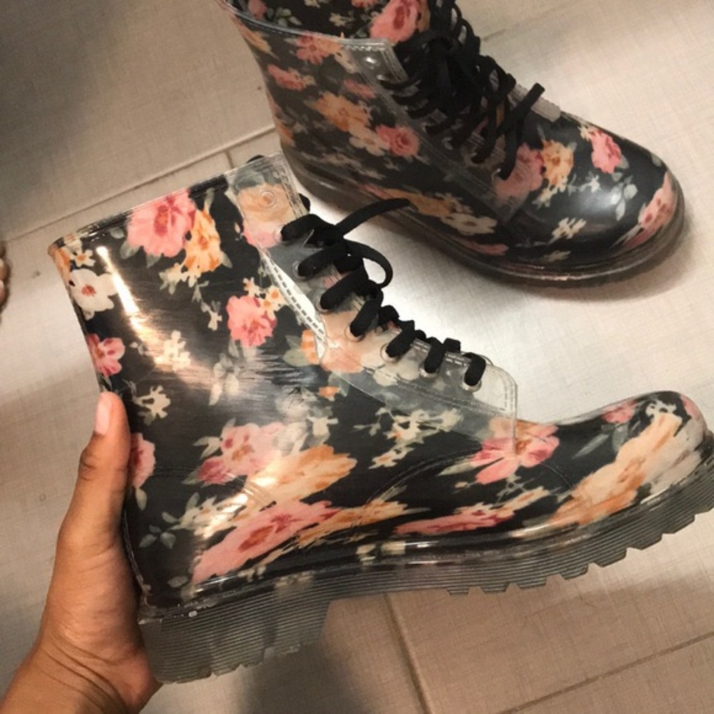 Rubber Floral Rain Boots